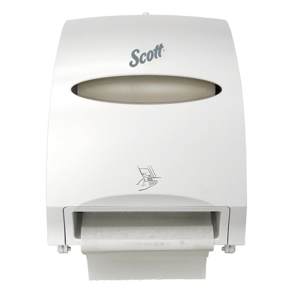 Scott® Essential™ Electronic Hard Roll Towel Dispenser (48858), White, for Purple Core towels, 12.70" x 15.76" x 9.57" (Qty 1) - 48858