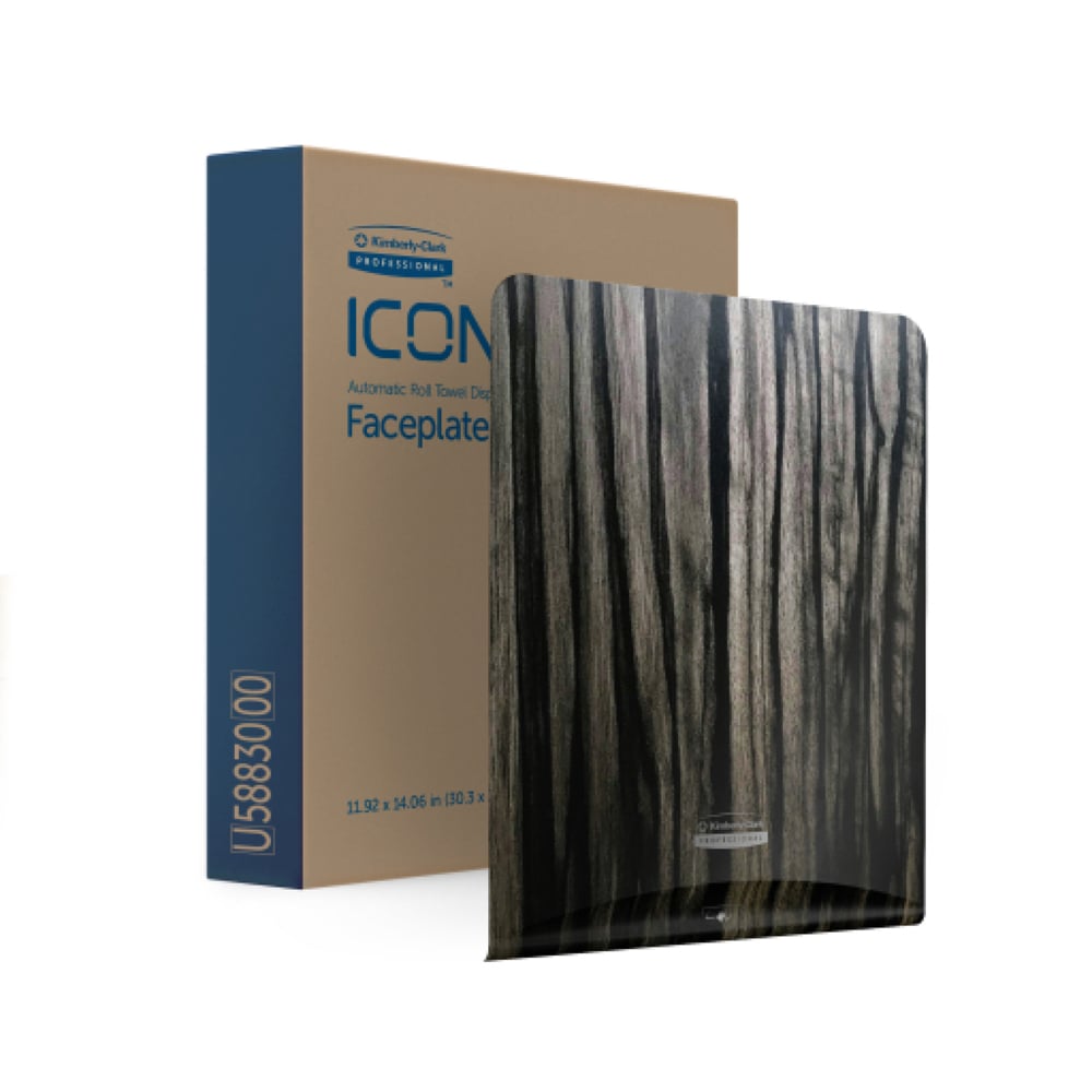 Kimberly-Clark Professional™ ICON™ Faceplate (58830), Ebony Woodgrain Design, for Automatic Roll Towel Dispenser; 1 Faceplate per Case - 58830