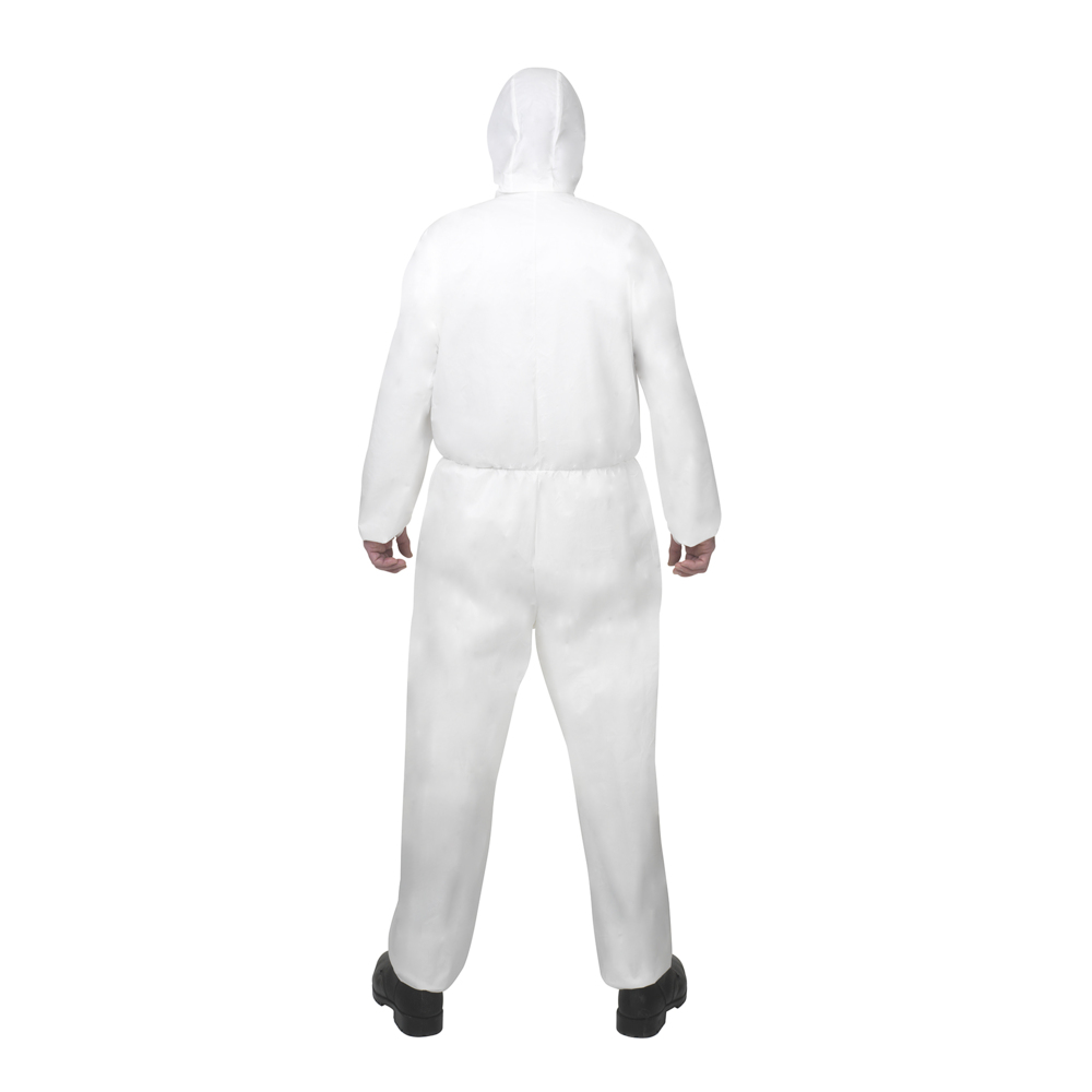 KleenGuard® A30 Overalls met capuchon voor bescherming tegen waterspatten of chemische spatten 98001 - PBM - 25 x witte overalls voor eenmalig gebruik in maat S - 98001