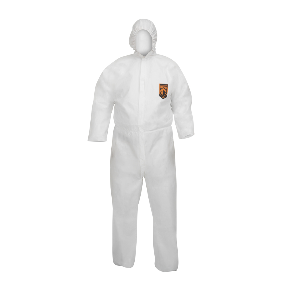 KleenGuard® A30 Overalls met capuchon voor bescherming tegen waterspatten of chemische spatten 98001 - PBM - 25 x witte overalls voor eenmalig gebruik in maat S - 98001