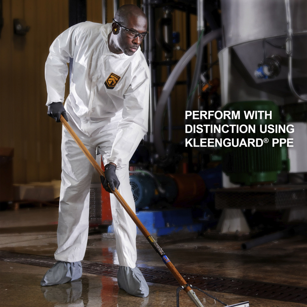 KleenGuard® A30 Overalls met capuchon voor bescherming tegen waterspatten of chemische spatten 98003 - PBM - 25 x witte overalls voor eenmalig gebruik in maat L - 98003
