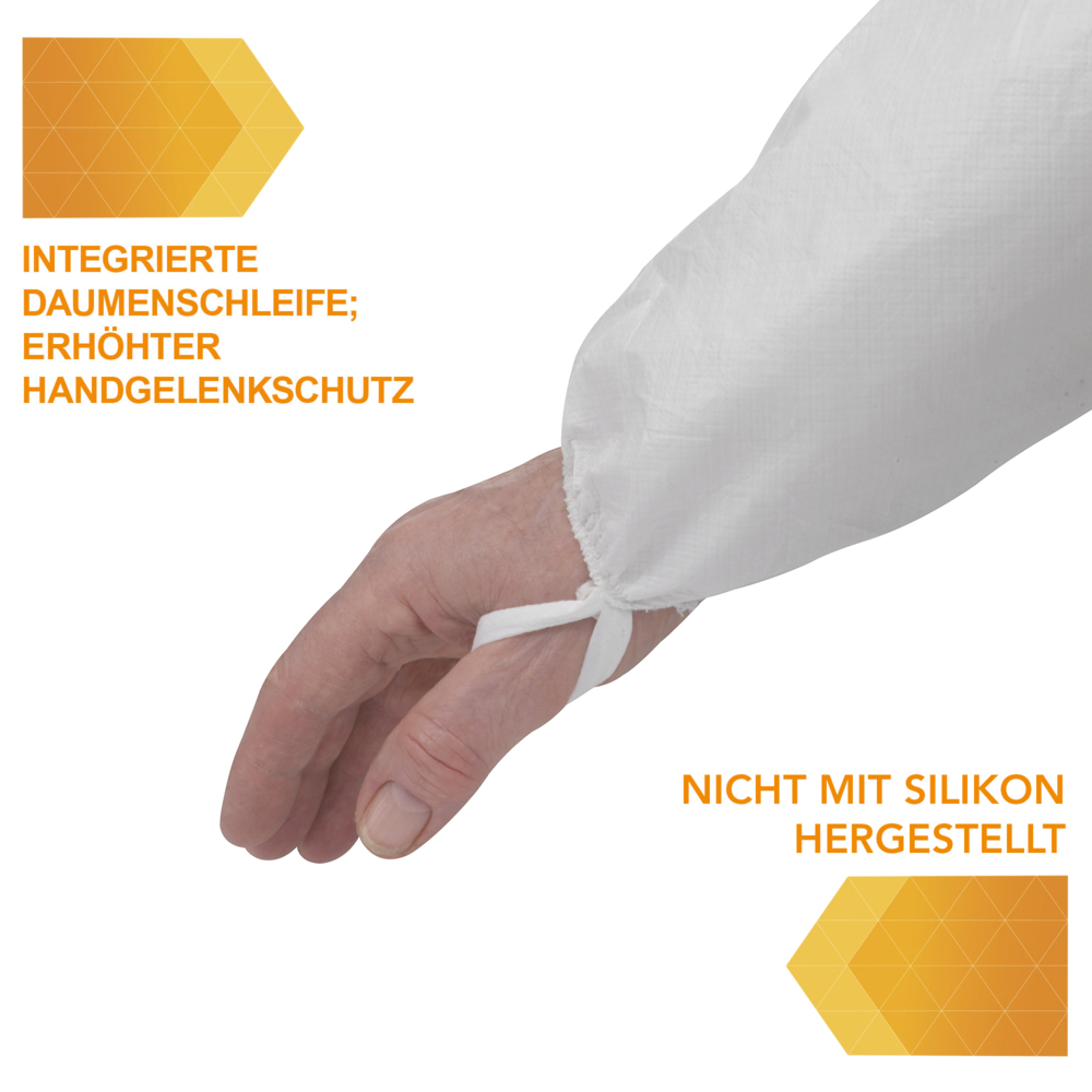 KleenGuard® A30 overalls met capuchon voor bescherming tegen waterspatten of chemische spatten 98005 - PBM - 25 x witte overalls voor eenmalig gebruik in maat 2XL - 98005