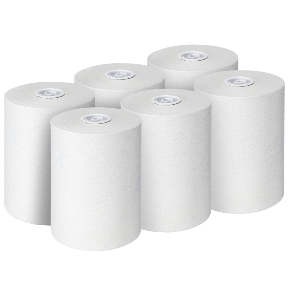 Essuie-mains roulés Scott® Control™ Slimroll™ 6623 – Essuie-mains en papier jetables – 6 rouleaux d'essuie-mains en papier x 165 m d'essuie-mains en papier blancs (990 m au total) - 6623