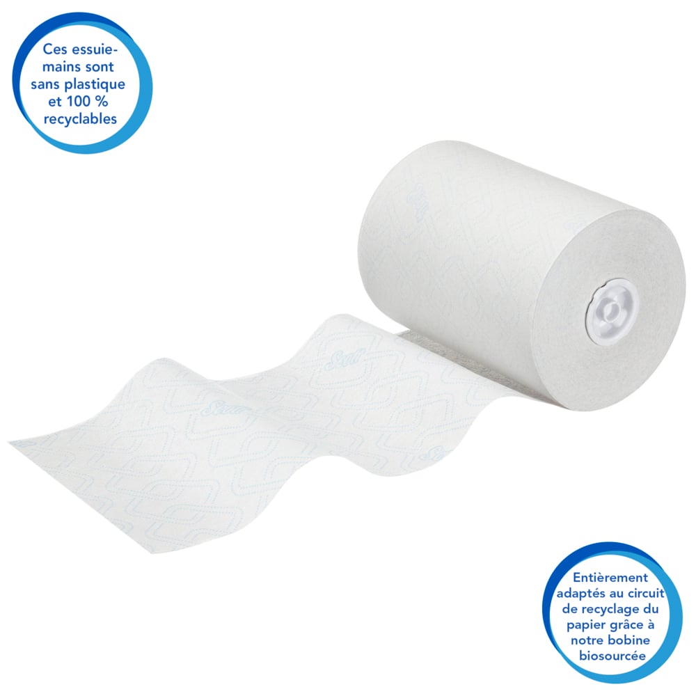 Essuie-mains roulés Scott® Control™ Slimroll™ 6623 – Essuie-mains en papier jetables – 6 rouleaux d'essuie-mains en papier x 165 m d'essuie-mains en papier blancs (990 m au total) - 6623