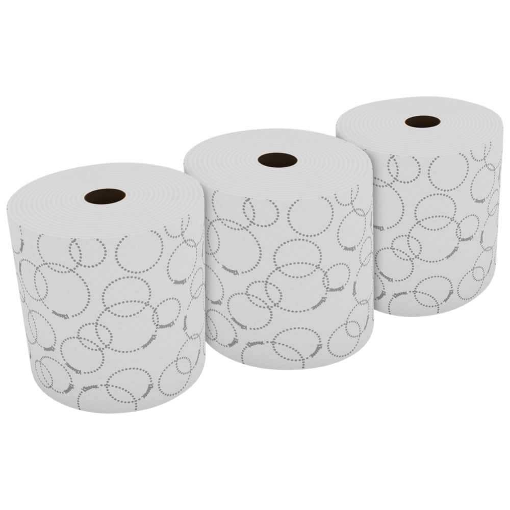 Kleenex® Rolled Hand Towels 6562 - 2 Ply Paper Towel Rolls - 3 Roll Towels x 115m White, Embossed, Paper Hand Towels (345m Total) - 6562