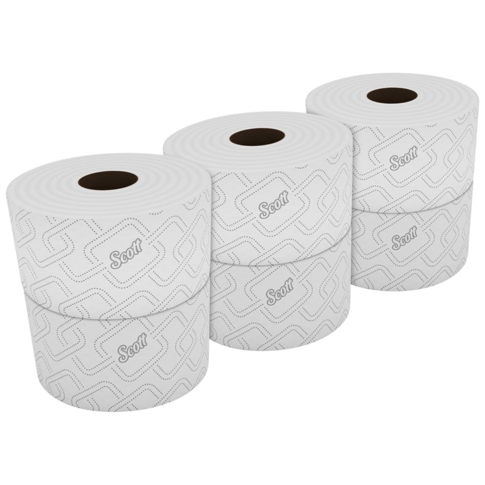 Scott® Control™ Twin Toilet Tissue 8595 - 2 Ply Toilet Paper Centrefeed Rolls - 6 Toilet Rolls x 833 White, Embossed Bath Tissue Sheets (4,998 Total) - 8595