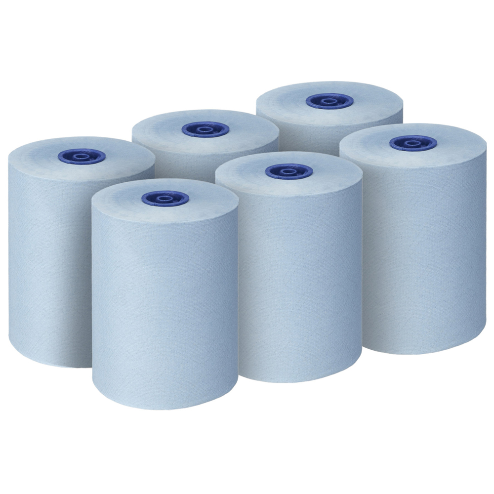 Scott® Essential™ Slimroll™ Rolled Hand Towels 6696 - Blue Paper Towels - 6 x 190m Paper Towel Rolls (1,140m total) - 6696