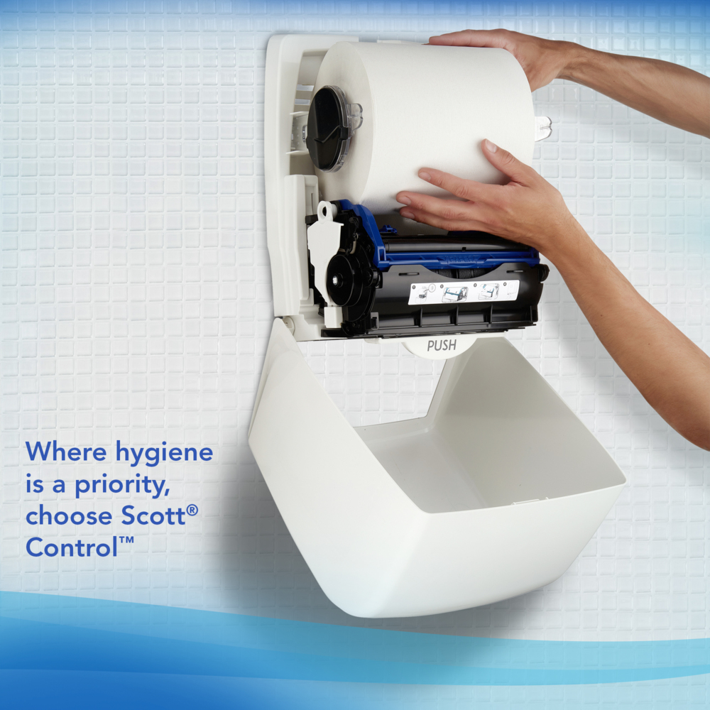 Scott® Control™ Papierhandtücher in Rollen 6699 – 2-lagige Einmal-Papierhandtücher – 6 Papierhandtuchrollen x 200 m Papierhandtücher, weiß (insges. 1.200 m)