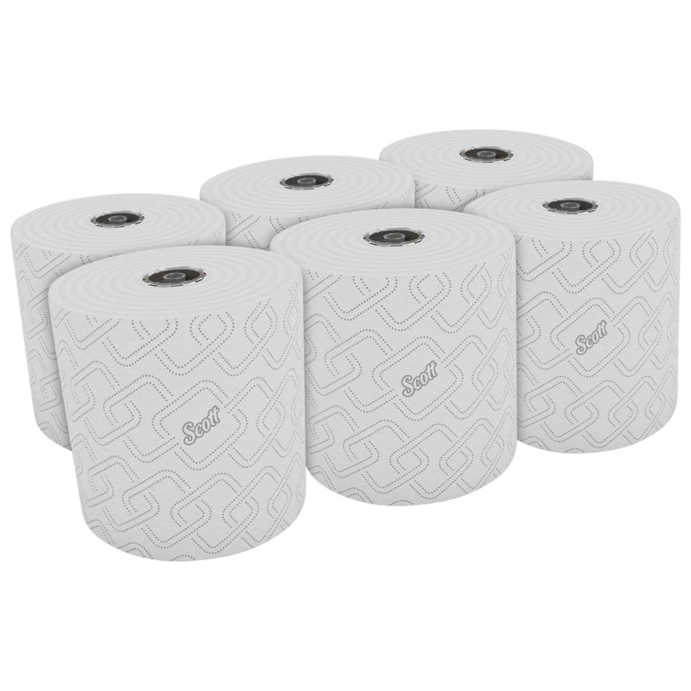 Scott® Control™ Rolled Hand Towels (PBS) 6558 - 2 Ply Paper Towel Rolls - 6 Roll Towels x 200m White, Embossed, Paper Hand Towels (1,200m Total) - 6558