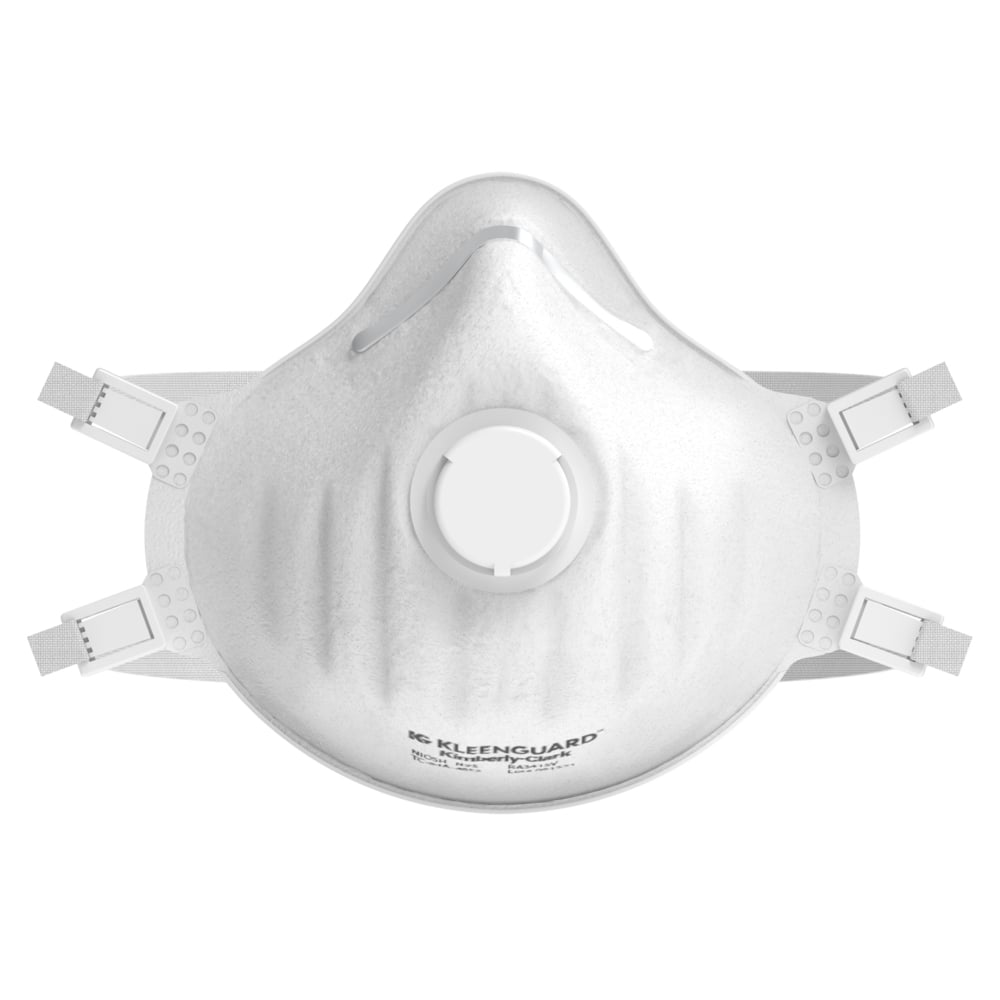 KleenGuard™ 3400 Series N95 Particulate Respirator: RA3415V Molded Cup Style (54628), NIOSH-Approved, Exhalation Valve, Regular Size, White, 10 Respirators/Box, 12 Boxes/Case, 120 Respirators/Case - 54628