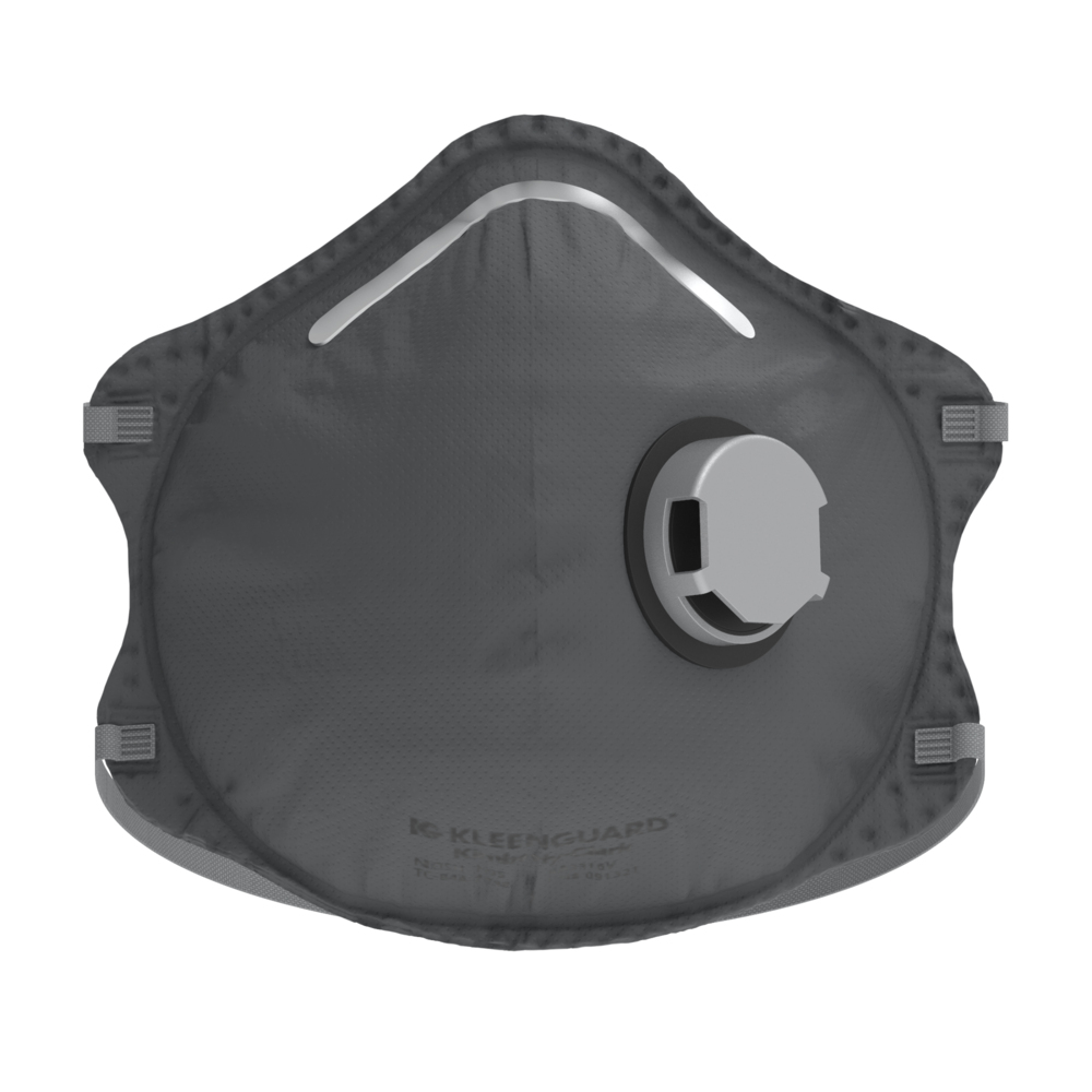 KleenGuard™ 3300 Series OV N95 Particulate Respirator: RA3316V Molded Cup Style (54630), NIOSH-Approved, Exhalation Valve, Regular Size, Grey, 10 Respirators/Box, 12 Boxes/Case, 120 Respirators/Case - 54630