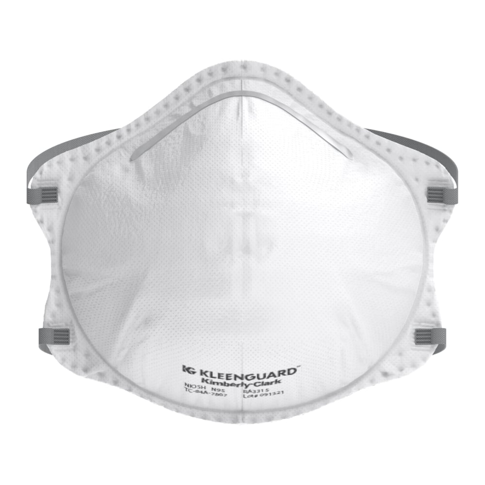 KleenGuard™ 3300 Series N95 Particulate Respirator (54625), RA3315 Molded Cup Style, NIOSH-Approved, Regular Fit, White (20 Respirators/Box, 12 Boxes/Case, 240 Respirators/Case) - 54625