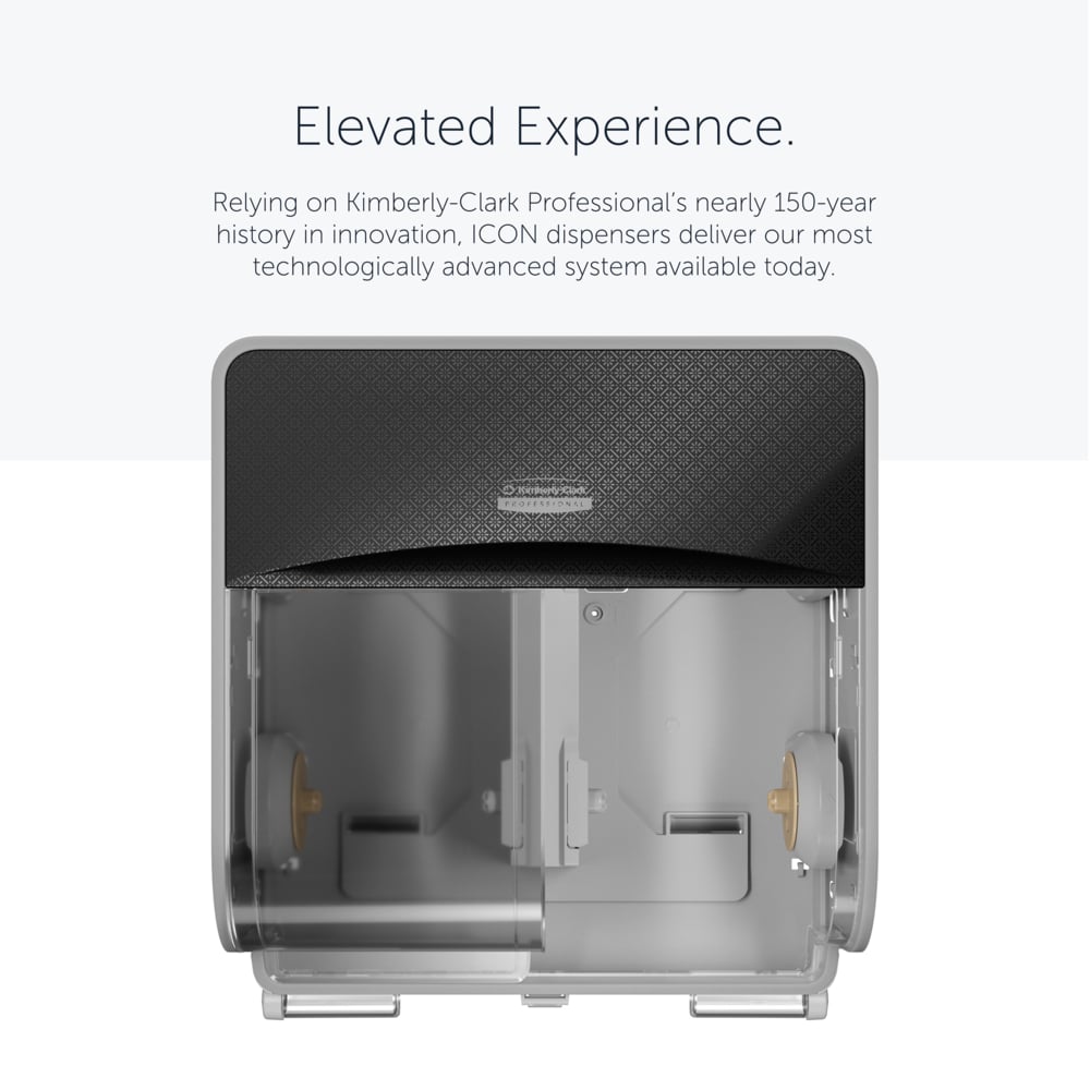 Kimberly-Clark Professional™ ICON™ Coreless Standard Roll Toilet Paper Dispenser 4 Roll (58723), with Black Mosaic Design Faceplate, 12.4” x 12.80” x 6.42” (Qty 1) - 58723
