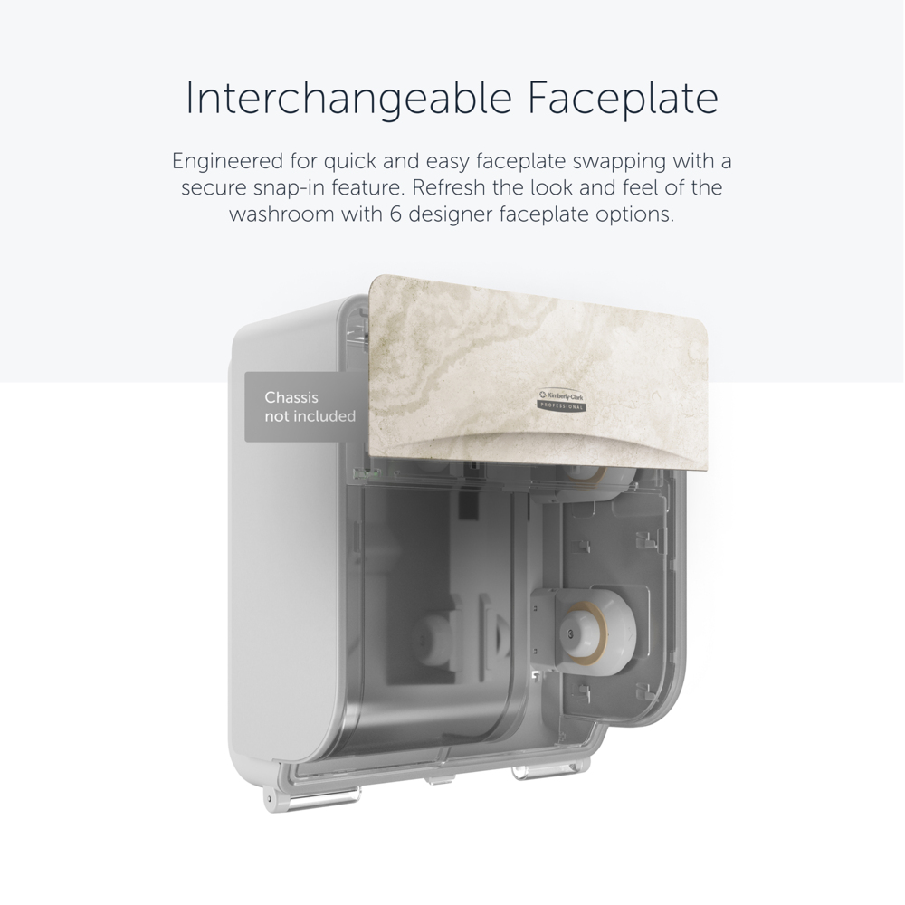 Kimberly-Clark Professional™ ICON™ Faceplate (58793), Warm Marble Design, for Coreless Standard Roll Toilet Paper Dispensers 4 Roll (Qty 1) - 58793