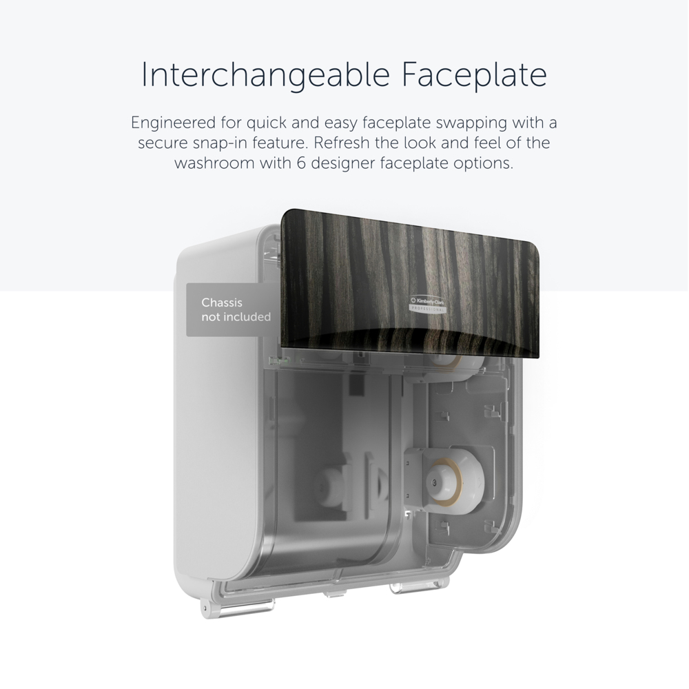 Kimberly-Clark Professional ICON™ Faceplate (58833), Ebony Woodgrain Design, for Coreless Standard Roll Toilet Paper Dispenser 4 Roll; 1 Faceplate per Case - 58833