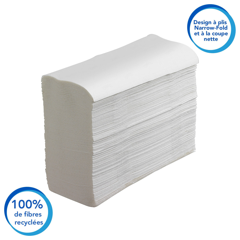 Scott® Essential™ Hand Towels 6656 - Narrow-Fold Paper Hand Towels - 12 Clips x 340 White Paper Towels (4,080 Total) - 6656