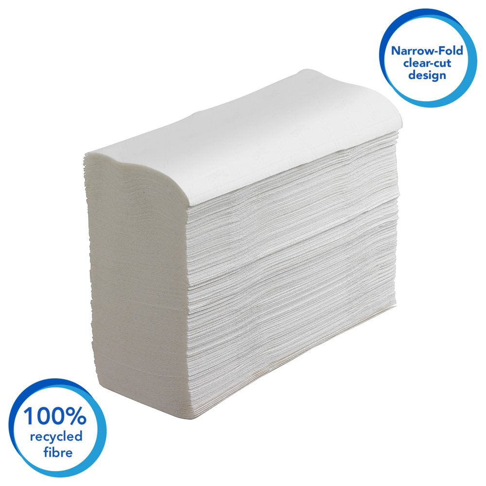 Scott® Essential™ Hand Towels 6656 - Narrow-Fold Paper Hand Towels - 12 Clips x 340 White Paper Towels (4,080 Total) - 6656
