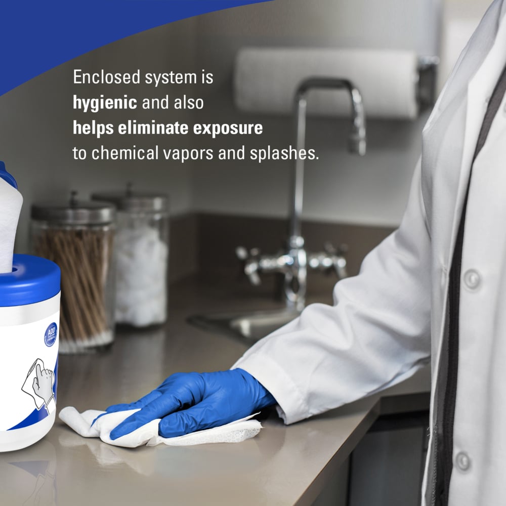 WypAll® CriticalClean™ WetTask™ Wipers for Bleach, Disinfectants, and Sanitizers (77320), Center-Pull Roll, Canister Included (55 Sheets/Roll, 12 Rolls/Case, 660 Sheets/Case) - 77320