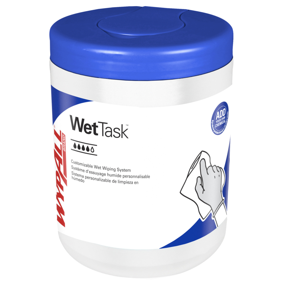 WypAll® CriticalClean™ WetTask™ Wipers for Bleach, Disinfectants, and Sanitizers (77320), Center-Pull Roll, Canister Included (55 Sheets/Roll, 12 Rolls/Case, 660 Sheets/Case) - 77320