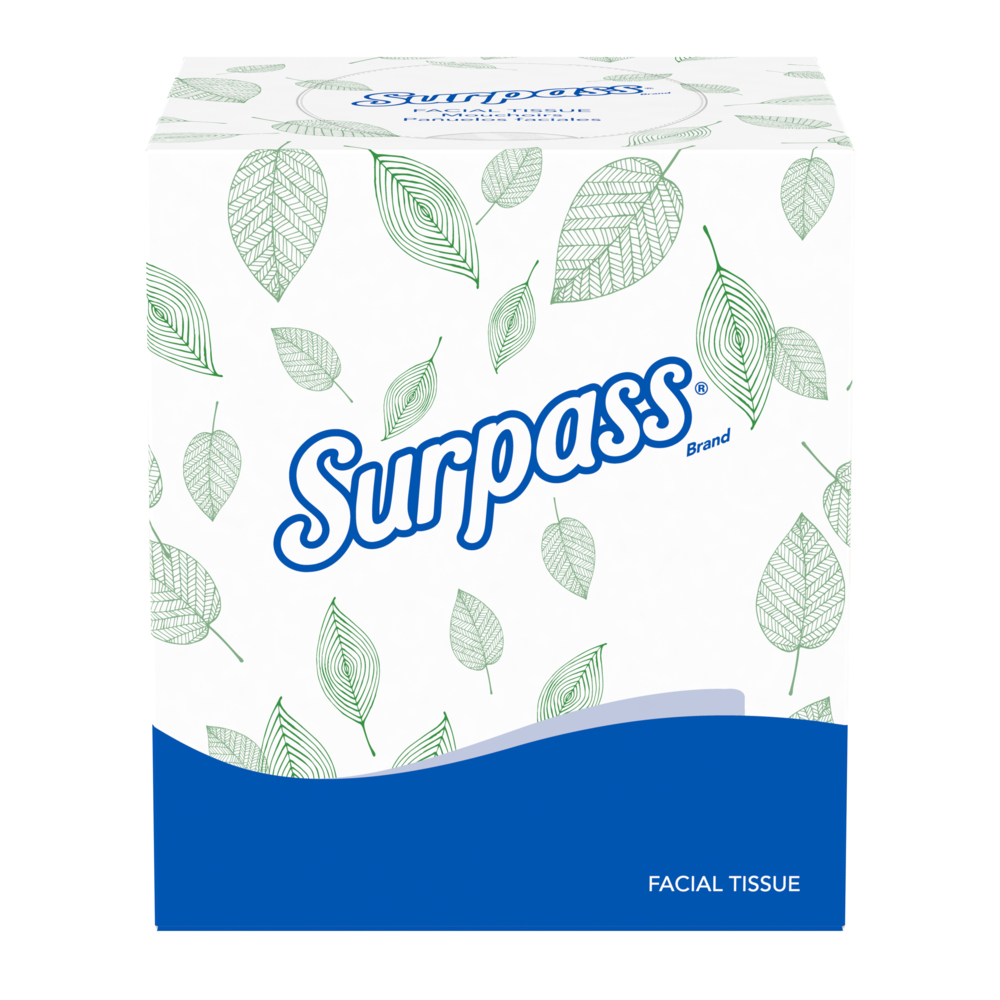 Surpass® Facial Tissue (21320), 2-Ply, White, Ecologo, Upright Facial Tissue Cube Boxes for Business (90 Tissues/Box, 36 Boxes/Case, 3,240 Tissues/Case) - 21320