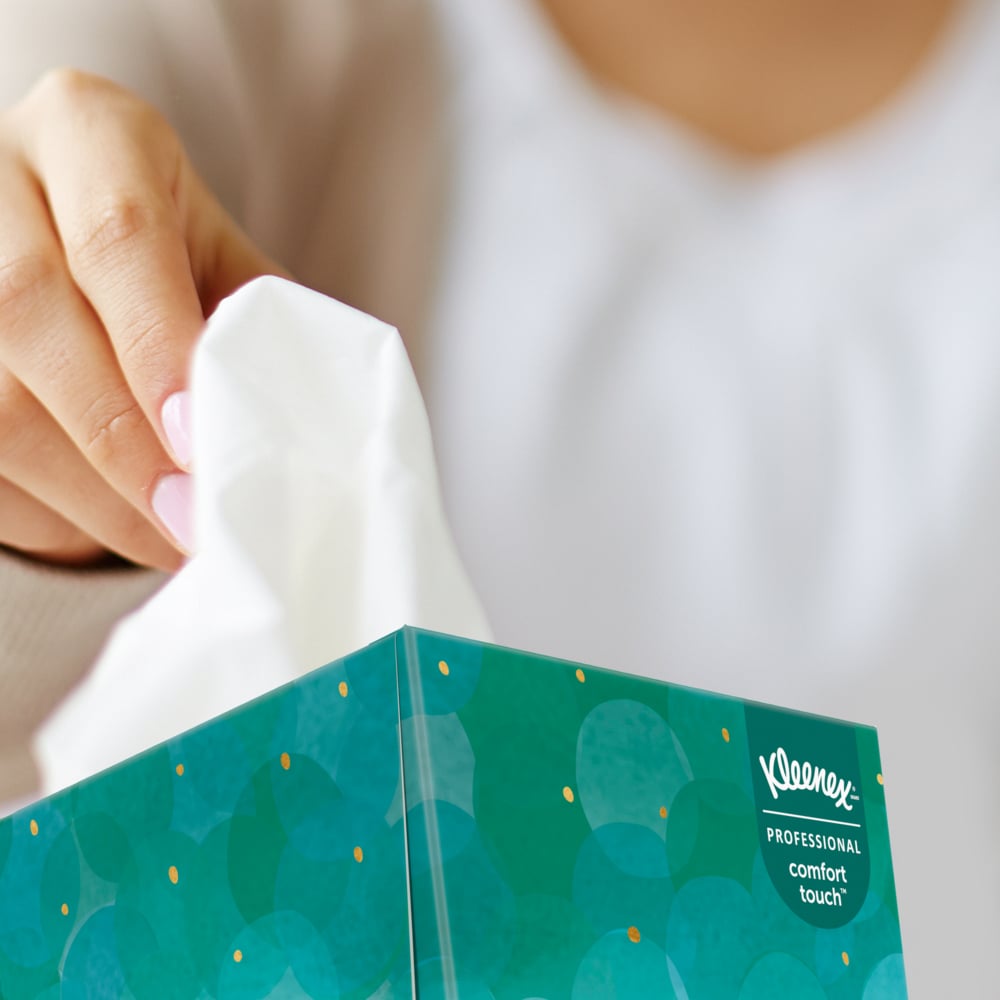 Mouchoirs Kleenex® Professional (21271), 2 épaisseurs, blancs, boîtes cubiques verticales de mouchoirs pour entreprises (90 mouchoirs/boîte, 6 paquets de 6 boîtes/caisse, 36 boîtes/caisse, 3 240 mouchoirs/caisse) - 21271