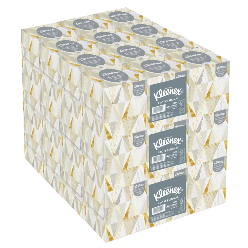 Kleenex® Professional Facial Tissue Cube for Business (21200), Upright Face Tissue Box (90 Tissues/Box, 12 Bundles of 3 Boxes/Case, 36 Boxes/Case, 3,240 Tissues/Case) - 21200