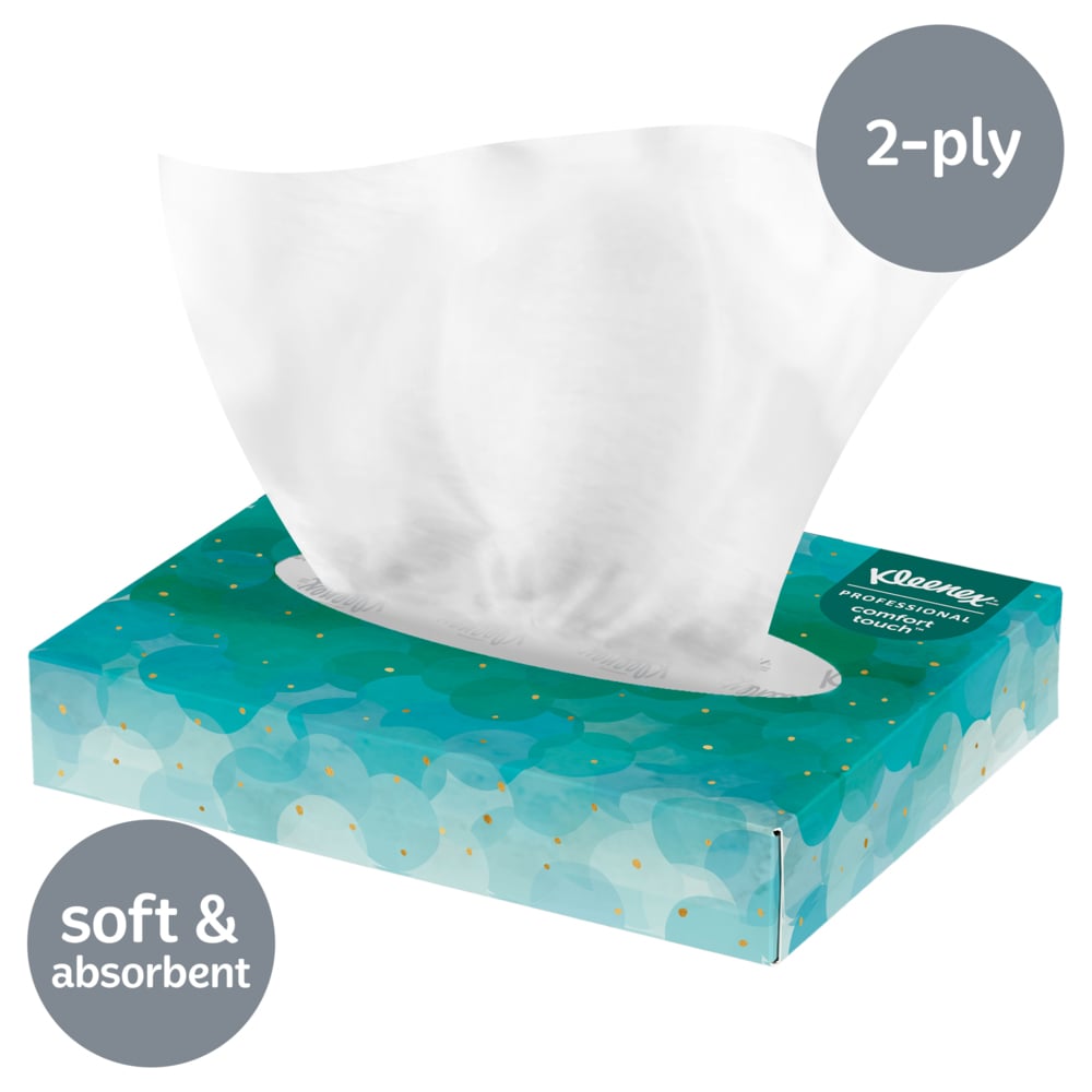 Kleenex® Professional Facial Tissue for Business (21195), Flat Tissue Boxes, 80 Junior Boxes / Case, 40 Tissues / Box;Kleenex® Professional Facial Tissue for Business (21195), Flat Tissue Boxes, 64 Junior Boxes / Case, 48 Tissues / Box, 3,072 Tissues / Case - 21195