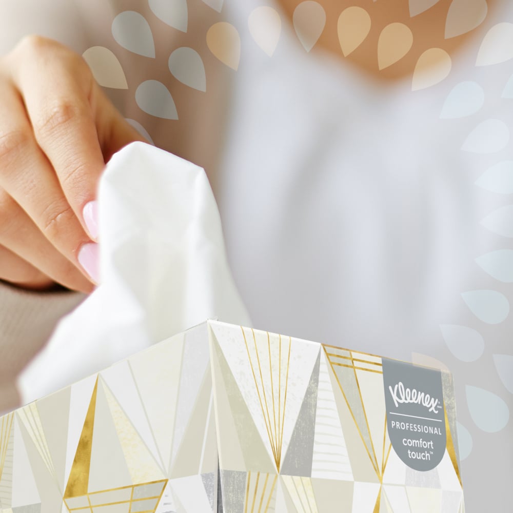 Cube de mouchoirs professionnel de Kleenex® pour entreprise (21200), boîte de mouchoirs verticale, 12 paquets/caisse, 3 boîtes/paquet, 36 boîtes/caisse  - 21200