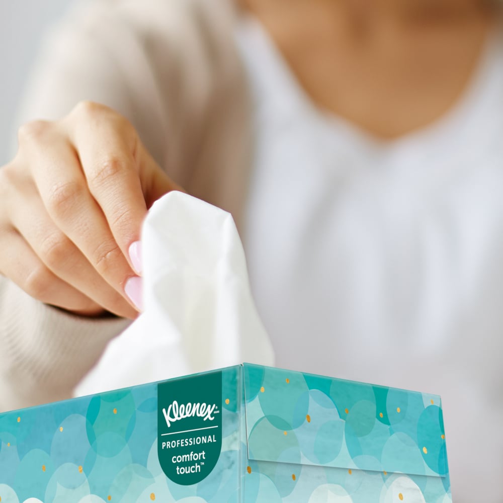 Mouchoirs Kleenex® professionnels pour entreprise (21195), boîtes de mouchoirs plates, 64 petites boîtes/caisse, 48 mouchoirs/boîte, 3 072 mouchoirs/caisse - 21195