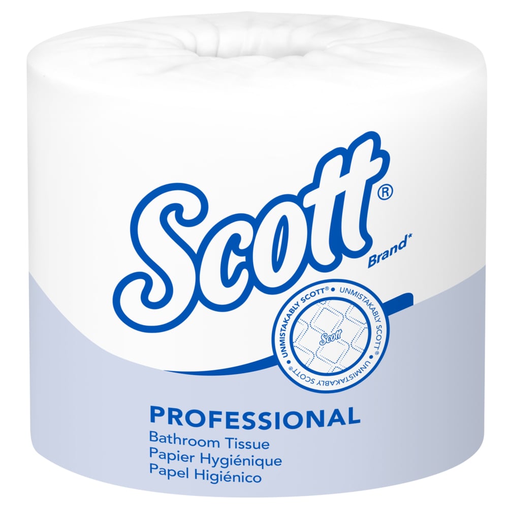 Papier hygiénique en vrac pour les entreprises Scott Essential Professional (05102), rouleaux standard emballés individuellement, 1 épaisseur, blanc, 80 rouleaux/caisse, 1 210 feuilles/rouleau - 05102