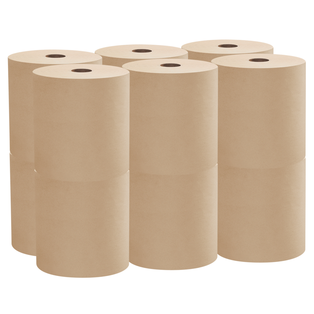 Scott® 100% Recycled Fiber Hard Roll Paper Towels (04142), with Absorbency Pockets™, 1.5" Core, Brown, (12 Rolls/Case, 800'/Roll, 9,600'/Case) - 04142