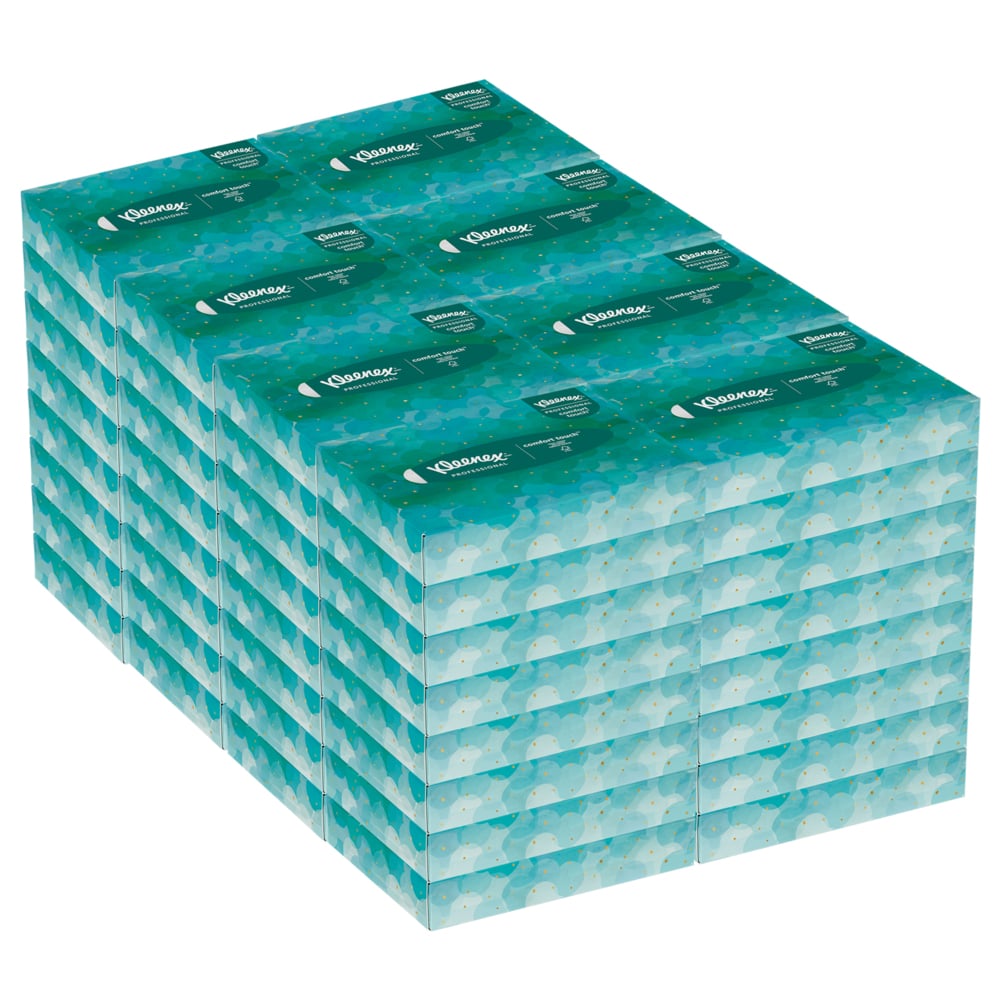 Mouchoirs Kleenex® professionnels pour entreprise (21195), boîtes de mouchoirs plates, 64 petites boîtes/caisse, 48 mouchoirs/boîte, 3 072 mouchoirs/caisse - 21195