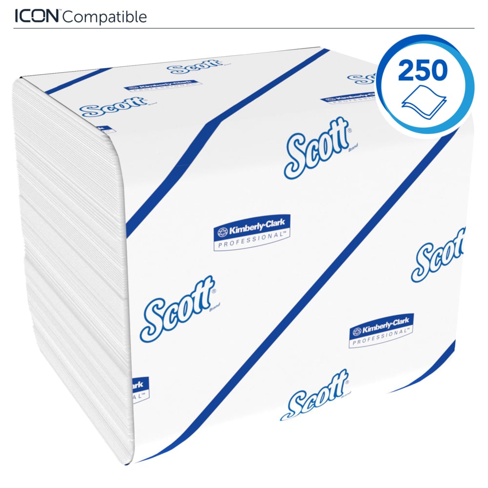 Papier toilette plié Scott® Control™ 8508 - 2 plis - 36 paquets x 250 feuilles blanches (9 000 feuilles au total) - 8508