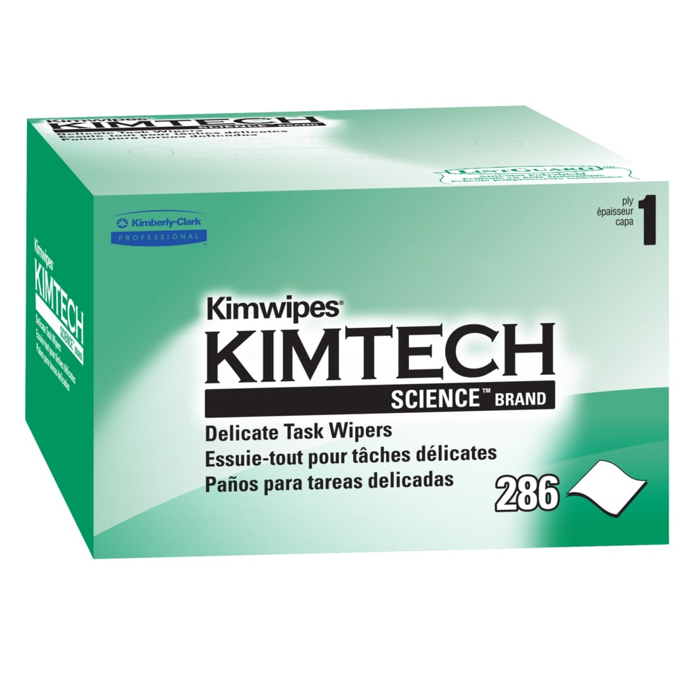 Kimtech Science™ Kimwipes® Delicate Task Wipes (34120), Pop-Up Box, White (286 Sheets/Box, 30 Boxes/Case, 8,580 Sheets/Case) - 34120