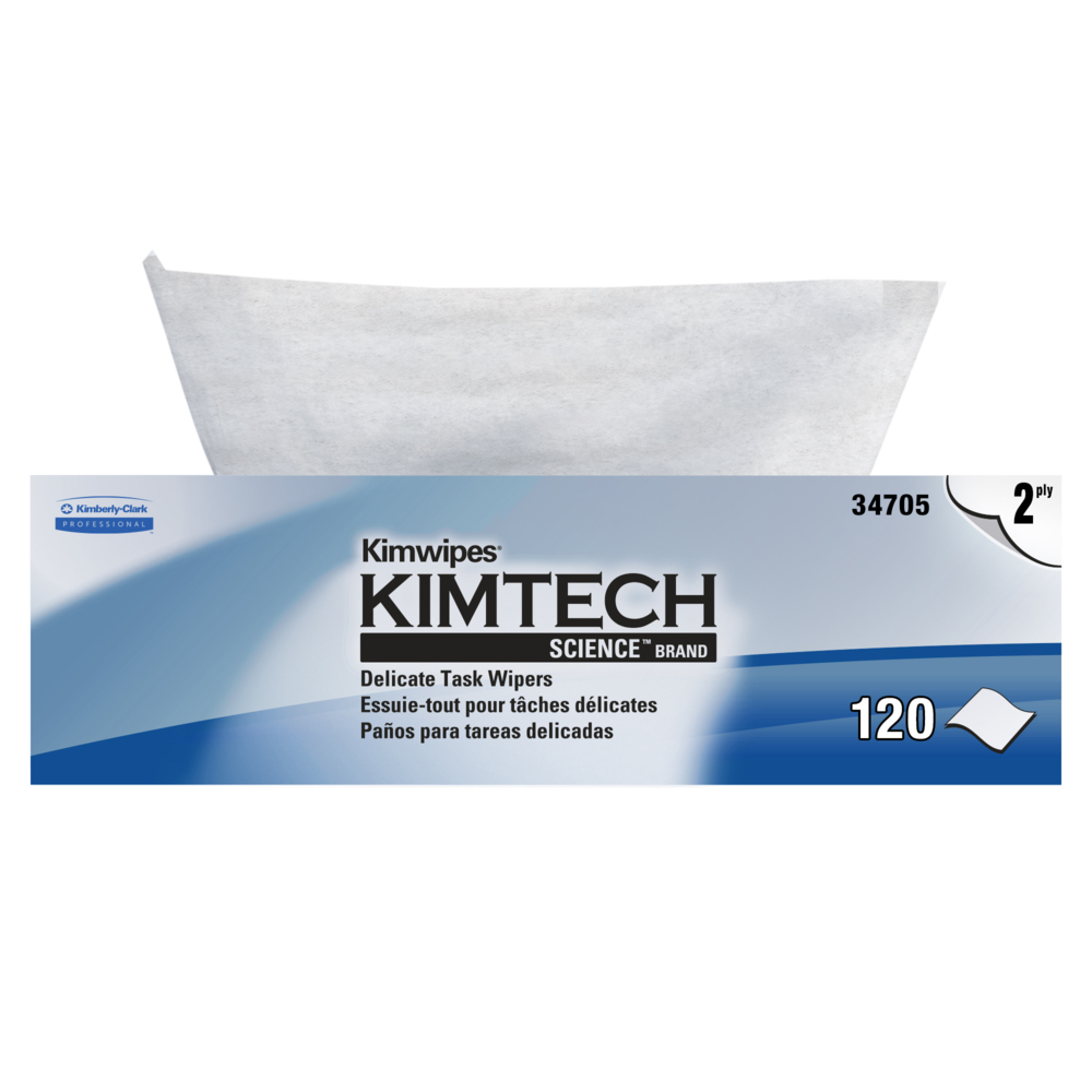 Essuie-tout pour tâches délicates Kimwipes de Kimtech Science (34705), blancs, 2 épaisseurs, 15 boîtes Pop-up/caisse, 119 feuilles/boîte, 1 785 feuilles/caisse - 34705