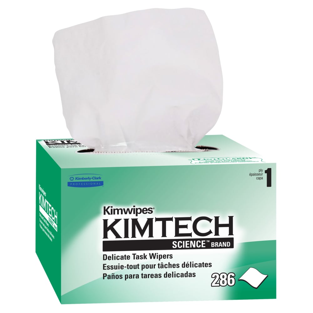 Kimtech Science™ Kimwipes® Delicate Task Wipes (34120), Pop-Up Box, White (286 Sheets/Box, 30 Boxes/Case, 8,580 Sheets/Case) - 34120