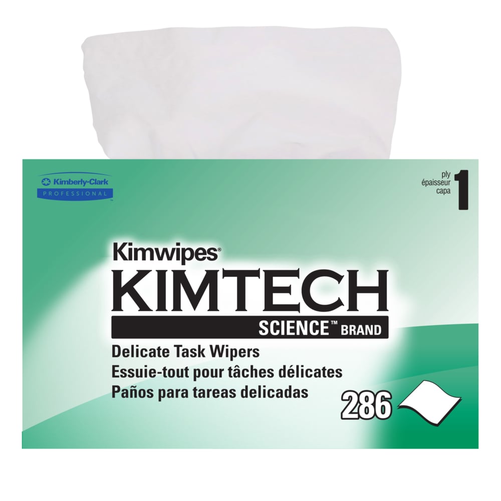 Kimtech Science™ Kimwipes® Delicate Task Wipes (34120), Pop-Up Box, White (286 Sheets/Box, 30 Boxes/Case, 8,580 Sheets/Case) - 34120