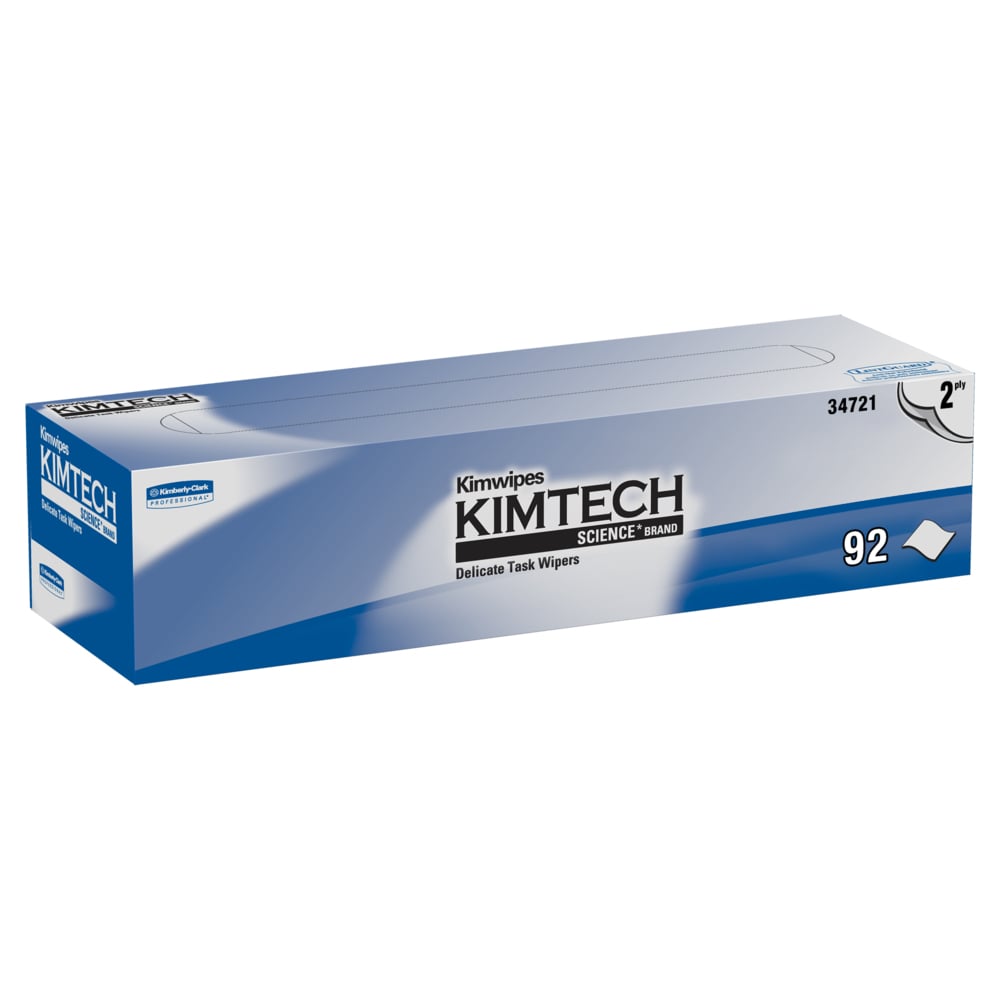 Kimtech Science™ Kimwipes® Delicate Task Wipes (34721), Pop-Up Box, 2-Ply, White (92 Sheets/Box, 15 Boxes/Case, 1,380 Sheets/Case) - 34721