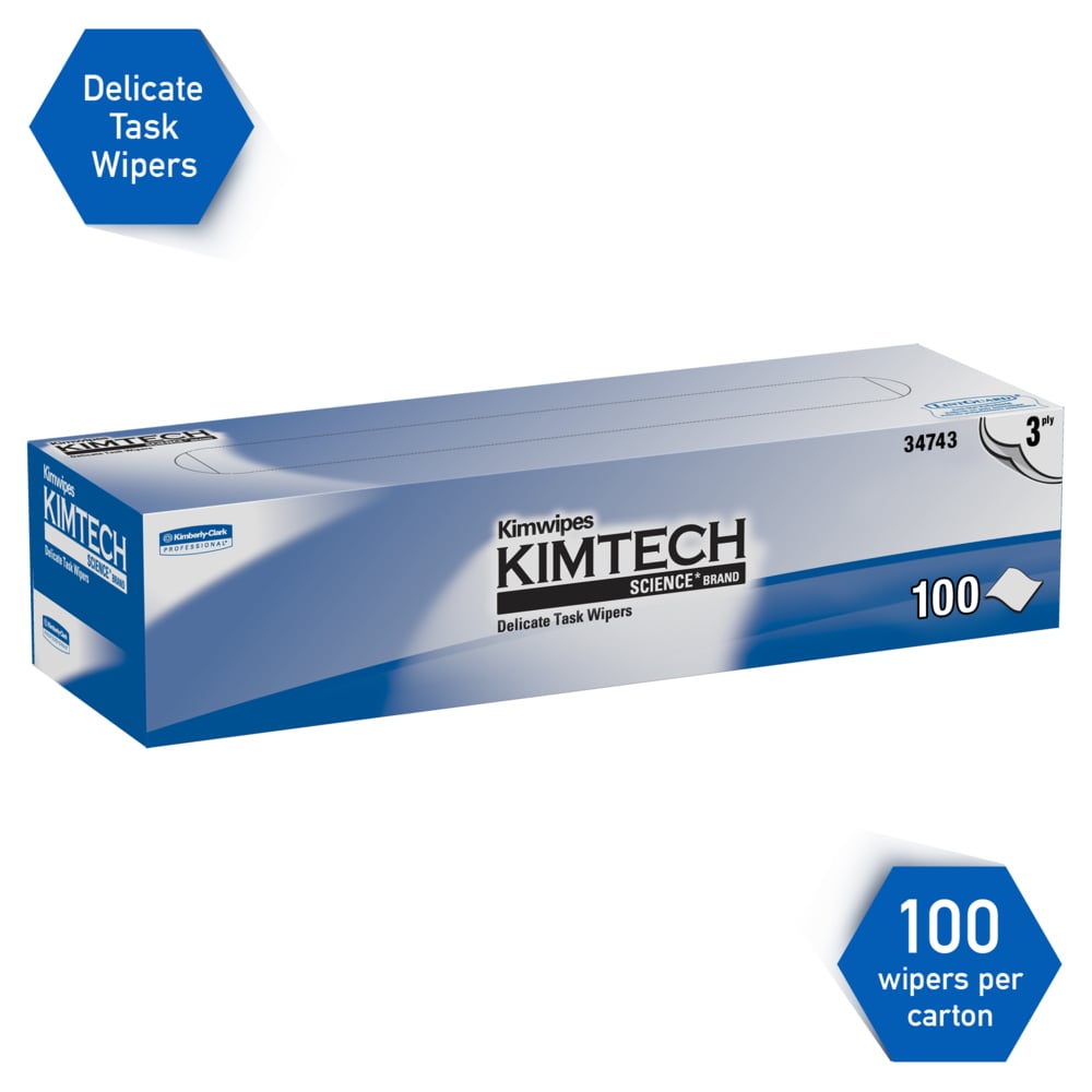 Kimtech™ Science Kimwipes Delicate Task Wipers (34743), White, 3-Ply, 15 Pop-Up Boxes / Case, 100 Sheets / Box, 1,500 Sheets / Case - 34743