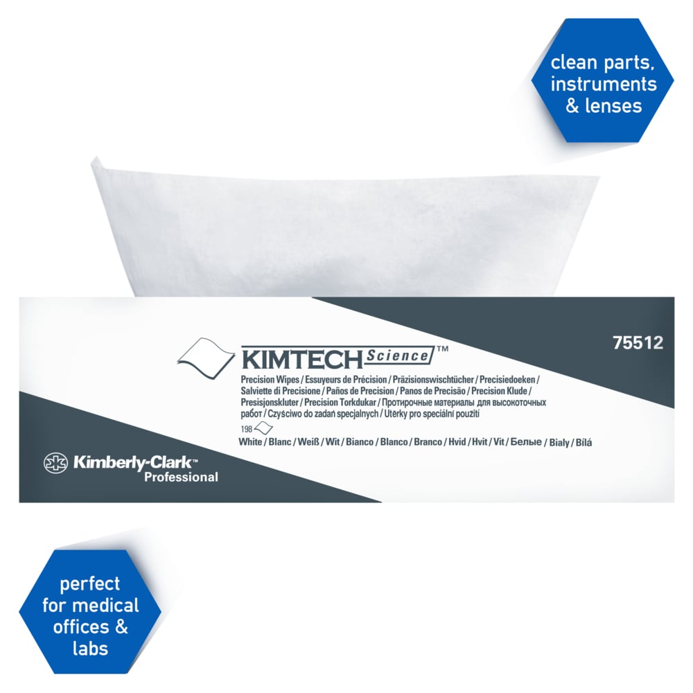 Kimtech™ Science Precision Wipes (75512), White, 15 Pop-Up Boxes / Case, 198 Sheets / Box, 2,970 Sheets / Case - 75512