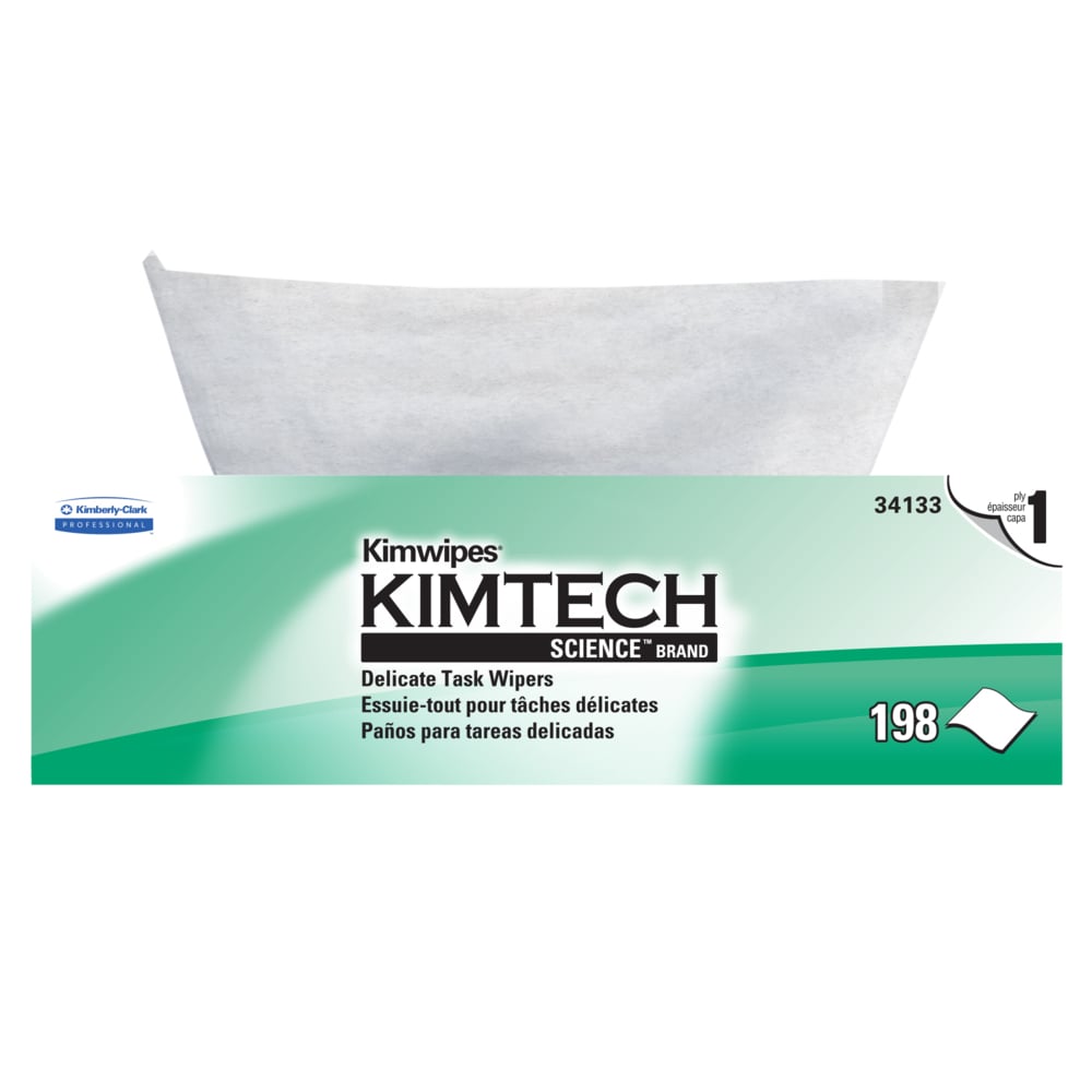 Essuie-tout pour tâches délicates Kimtech Science™ Kimwipes® (34133), boîte Pop-Up, blancs (198 feuilles/boîte, 15 boîtes/caisse, 2 970 feuilles/caisse);Essuie-tout pour tâches délicates Kimwipes de Kimtech Science (34133), blanc, 1 épaisseur, 15 boîtes Pop-up/caisse, 196 feuilles/boîte, 2 940 feuilles/caisse - 34133