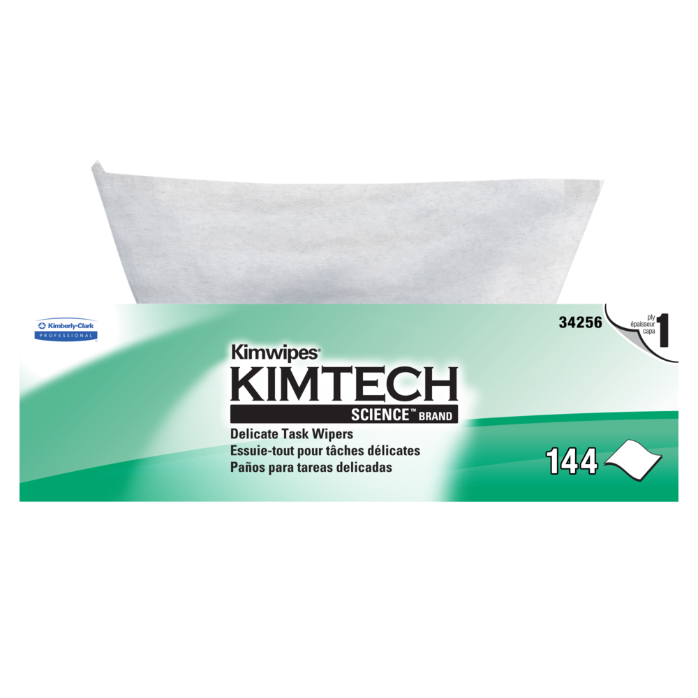 Kimtech Science™ Kimwipes® Delicate Task Wipes (34256), Pop-Up Box, White (144 Sheets/Box, 15 Boxes/Case, 2,160 Sheets/Case) - 34256