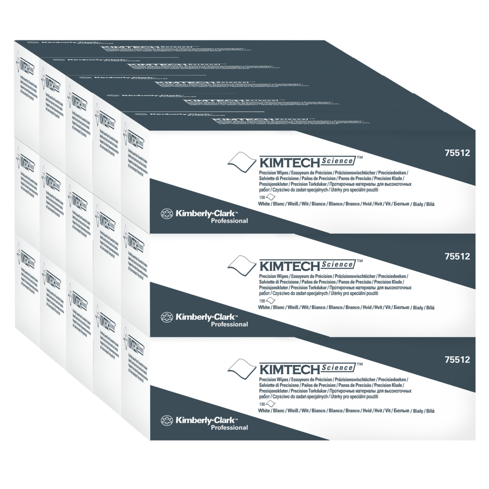 Kimtech™ Science Precision Wipes (75512), White, 15 Pop-Up Boxes / Case, 198 Sheets / Box, 2,970 Sheets / Case - 75512