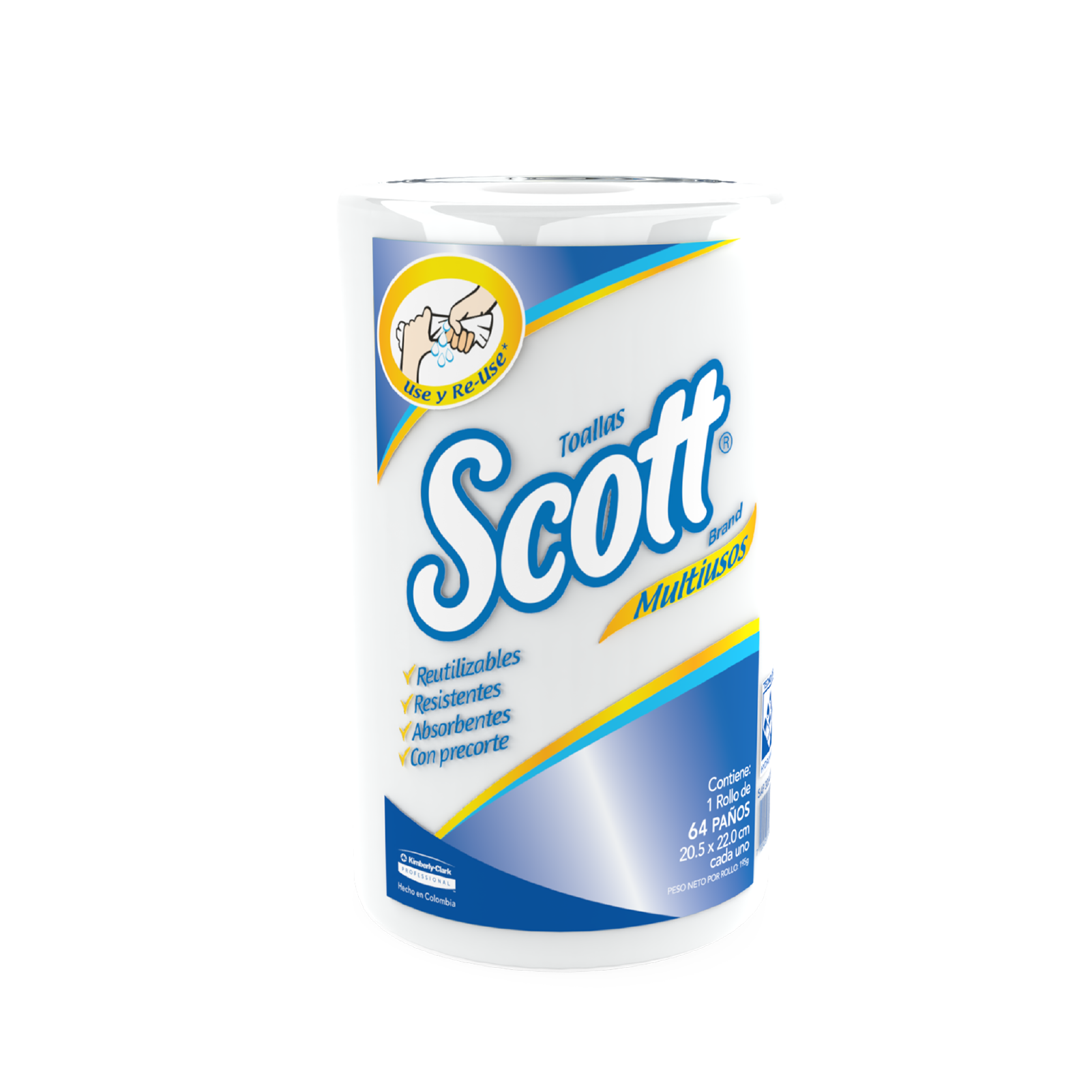 Scott® Multiusos - Paños de limpieza Scott® Multiusos Rollo Regular,  30242858, Paños de Limpieza, 24 rollos x 64 paños (1,536 en total)