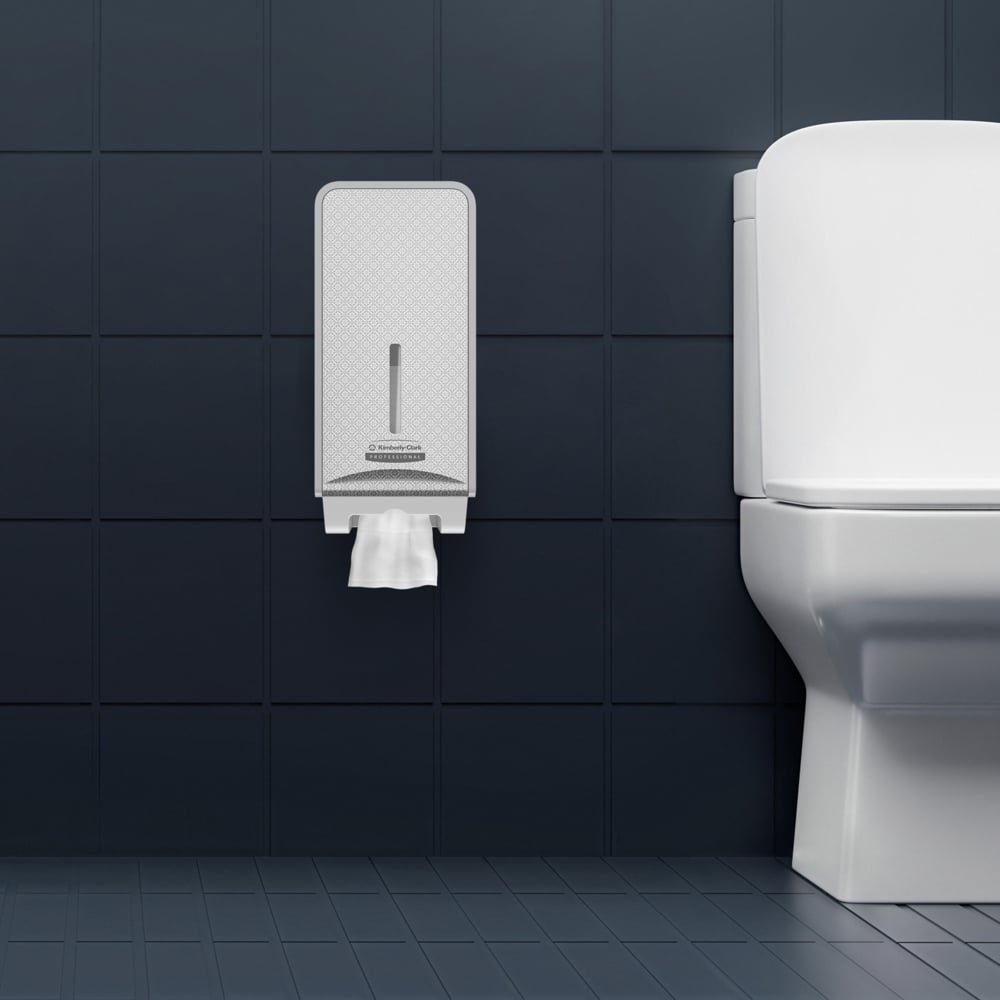 Distributeur de papier toilette plié Kimberly-Clark Professional™ ICON™ (53659), boîtier gris avec façade Mosaïque Argentée ; 1 distributeur et façade par colis - 53659