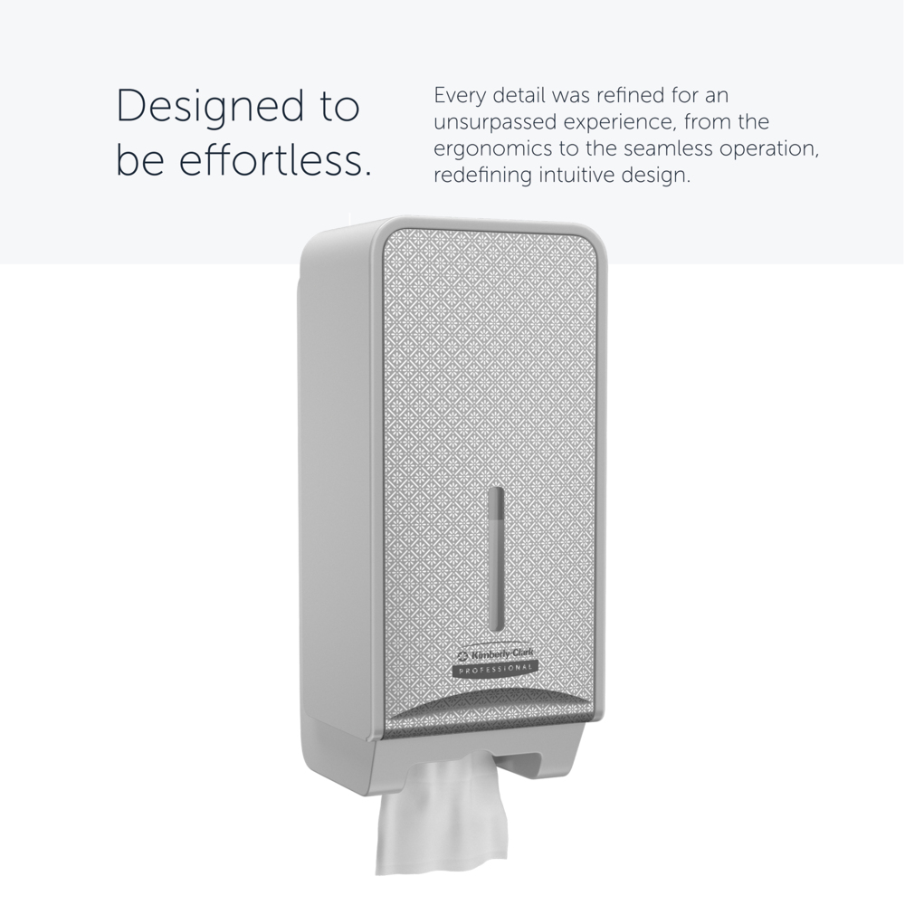 Distributeur de papier toilette plié Kimberly-Clark Professional™ ICON™ (53659), boîtier gris avec façade Mosaïque Argentée ; 1 distributeur et façade par colis - 53659
