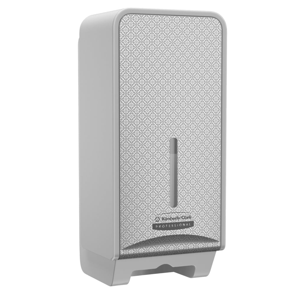 Distributeur de papier toilette plié Kimberly-Clark Professional™ ICON™ (53659), boîtier gris avec façade Mosaïque Argentée ; 1 distributeur et façade par colis - 53659