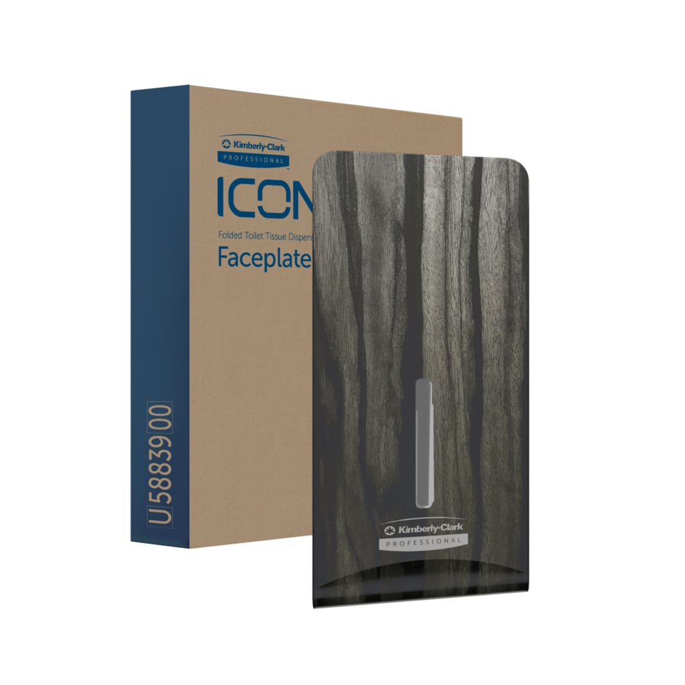 Kimberly-Clark Professional™ ICON™-Blende (58839) im Design „Ebenholzmaserung“, für Spender für Einzelblatt-Toilettenpapier; 1 Blende pro Karton - 58839