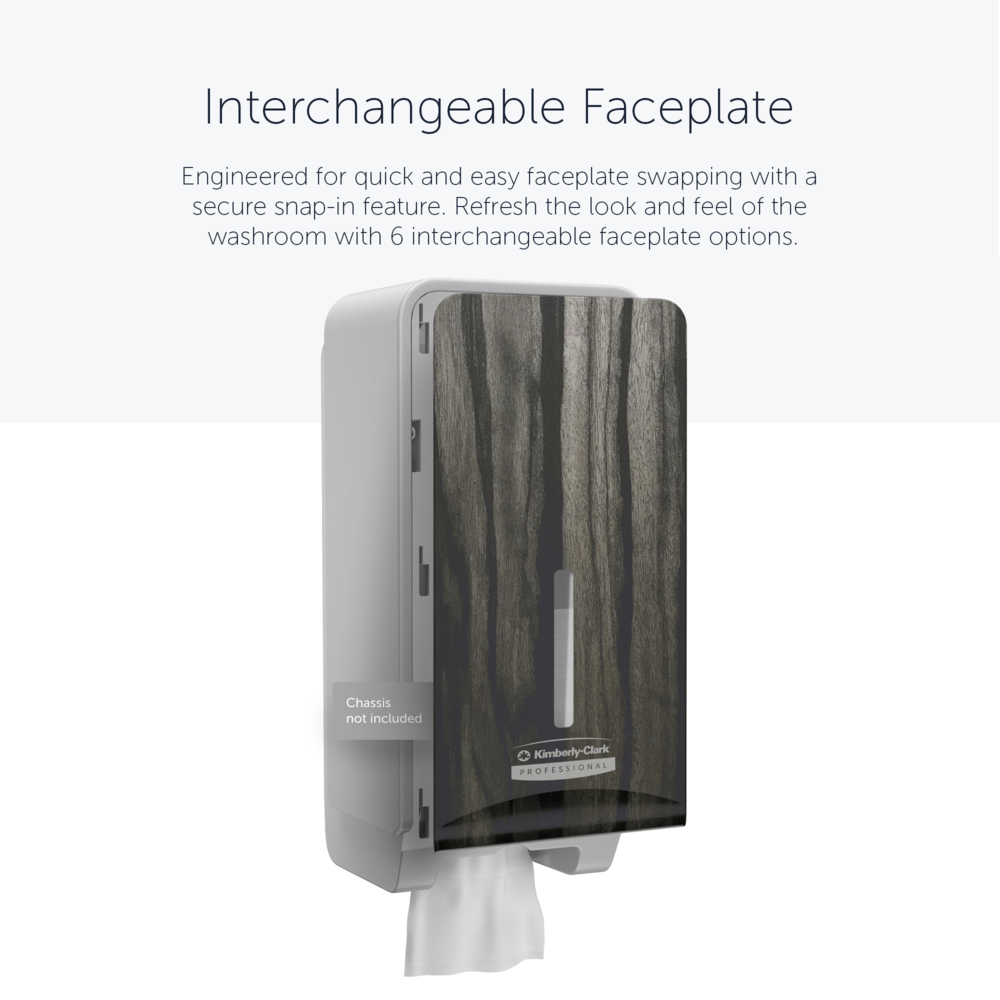 Façade Kimberly-Clark Professional™ ICON™ (58839), Bois d'Ébène, pour distributeur de papier toilette plié ; 1 façade par colis - 58839