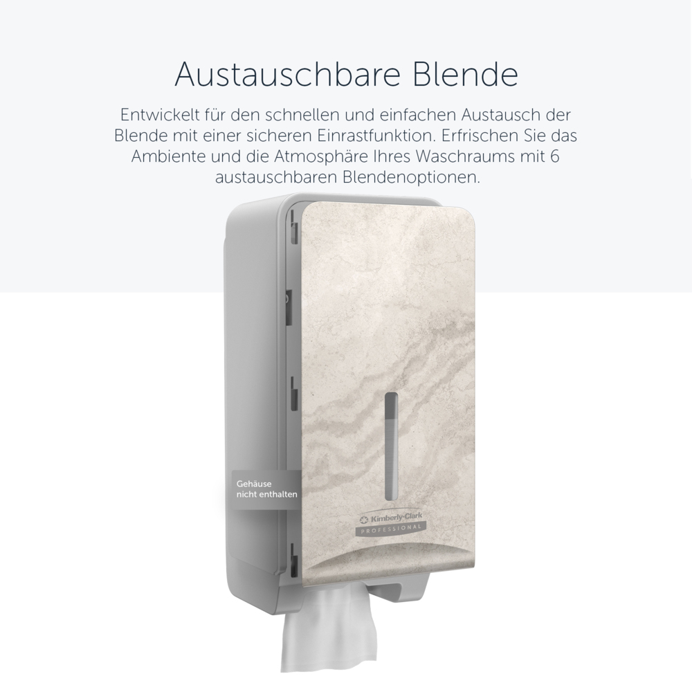 Façade Kimberly-Clark Professional™ ICON™ (58799), Marbre Chaud, pour distributeur de papier toilette plié ; 1 façade par colis - 58799